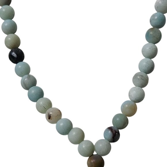 Boho Amazonite Beaded Necklace Turquoise Tassel Pendant Harmony Peace Jewelry - Picture 3 of 5